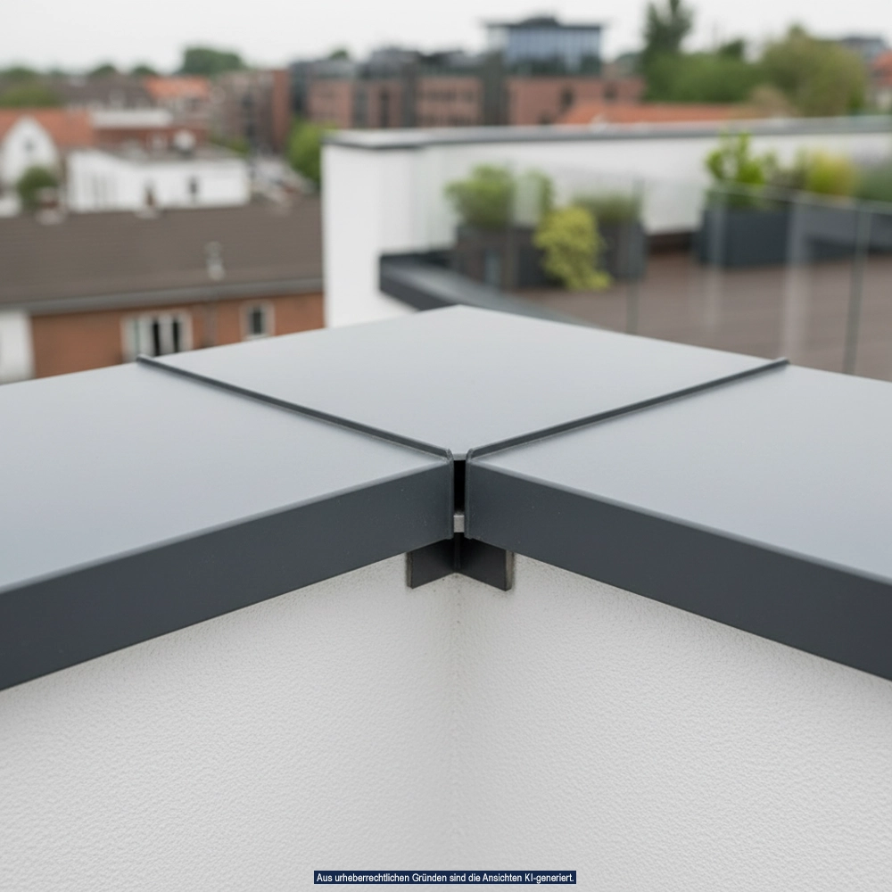 Ecke Balkon/Terrasse -Mauerabdeckungen aus Aluminium vom Meisterbetrieb Schreiber