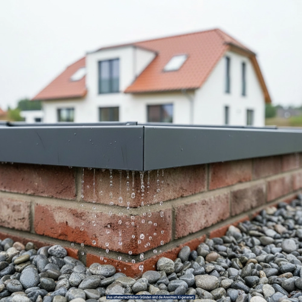 Detailansicht: Mauerabdeckungen aus Aluminium vom Meisterbetrieb Schreiber