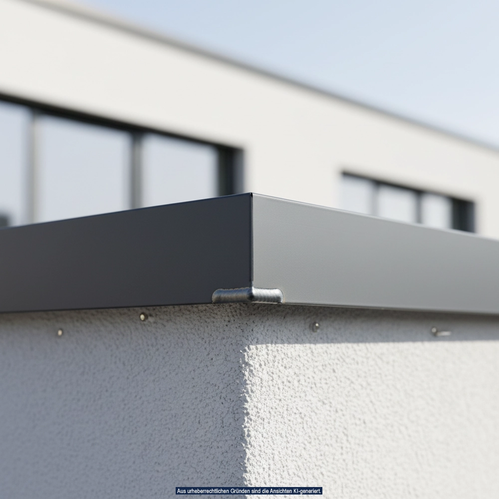 Ansichtsbeispiel für Mauerabdeckungen aus Aluminium vom Meisterbetrieb Schreiber